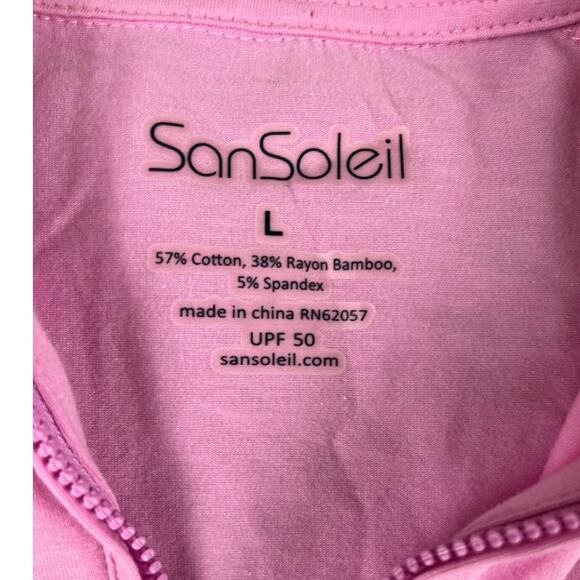 SanSoleil Women's Pink 1/4 Zip Pullover Size L UPF 50 Sun Protection Golf - Picture 3 of 9